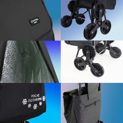 CHARIOT DE MARCHÉ Pochette avant isotherme 3 roues + 3 roues