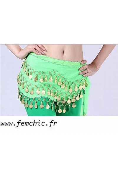FOULARD A SEQUIN OR OU ARGENT - FEM CHIC - VERT ANIS OR - 1