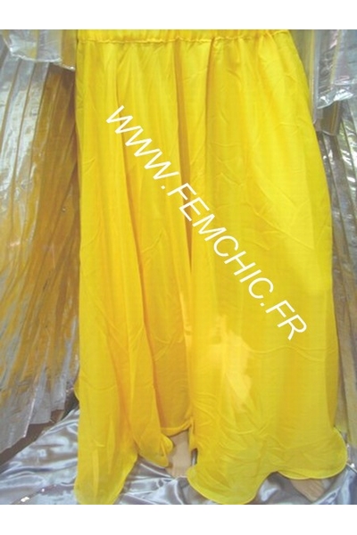 JUPE DOUBLE EN MOUSSELINE - FEMCHIC - JAUNE - 1