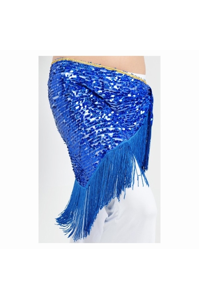 TRIANGLE PAILLETTE AVEC FRANGE - FEM CHIC - BLEUROYAL / OR - 1