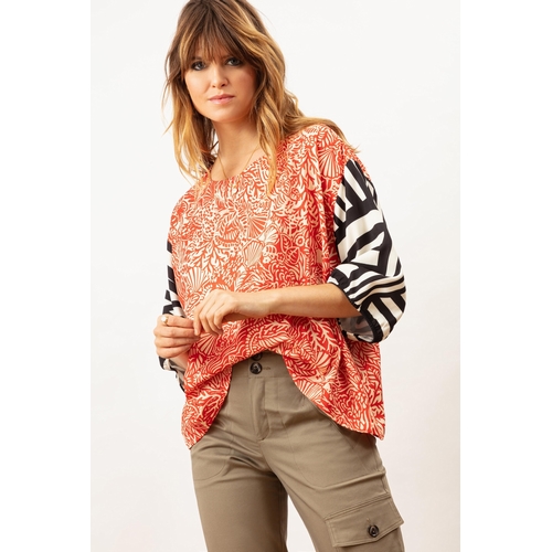 BLOUSE 4028 ANTONELLA - BLEU BLANC ROUGE - IMPRIME - 1