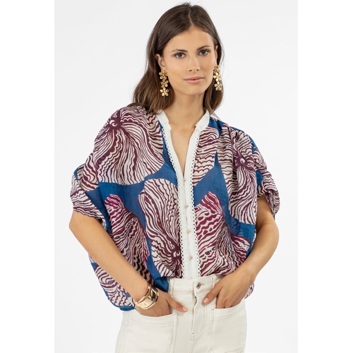 BLOUSE 4071 JAKE - BLEU BLANC ROUGE - IMPRIME - 1