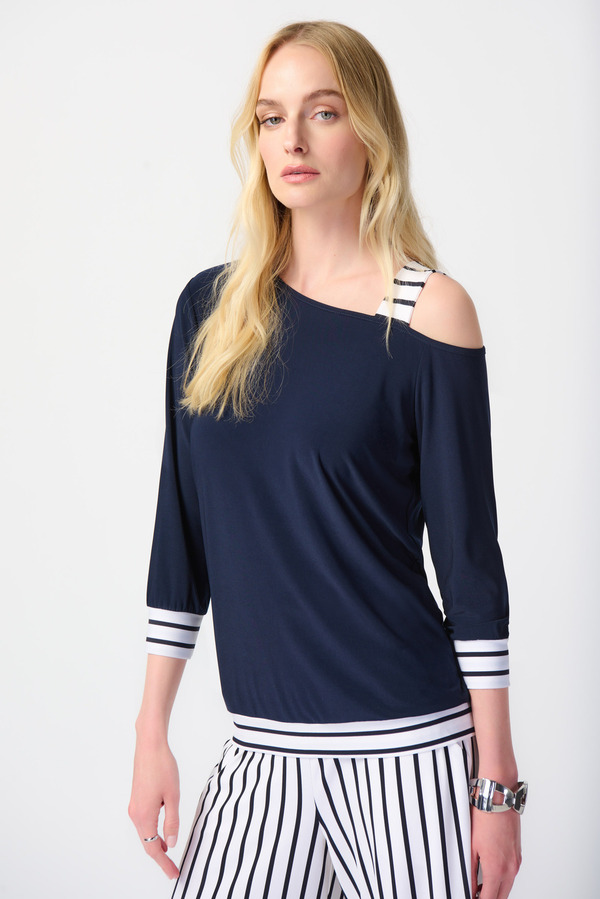 HAUT ASYMETRIQUE 241168 - RIBKOFF - BLEU MARINE