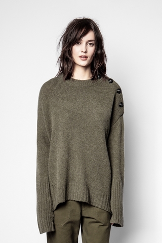 zadig%2526voltaire+womens+khaki+cashmere+sweater+with+buttons+on+shoulder.+100%2525+cashmere.+dimensions%253A+model+is+176+cm%252F5%25279%2522+and+is+wearing+a+size+s.