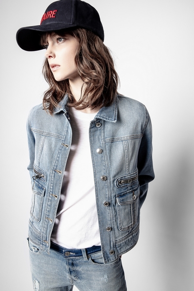 Zadig&Voltaire womens blue jacket, patch and zip-up