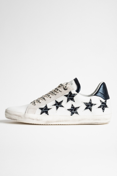 Zadig&Voltaire womens white low-top leather sneakers with