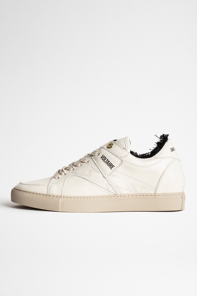Zadig&Voltaire womens white low-top leather sneakers with