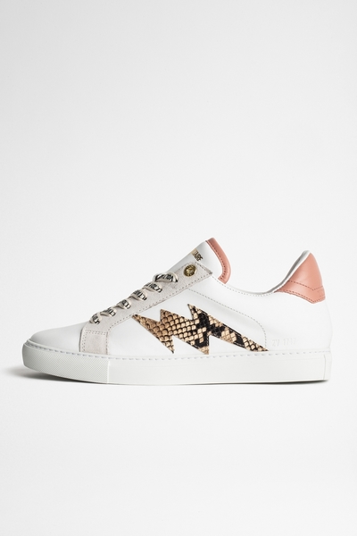 Zadig&Voltaire womens white low-top goatskin sneakers with