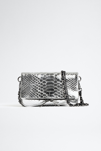 Zadig&Voltaire womens silver snakeskin-effect leather mini