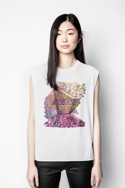 Zadig&Voltaire womens printed white tank top with
