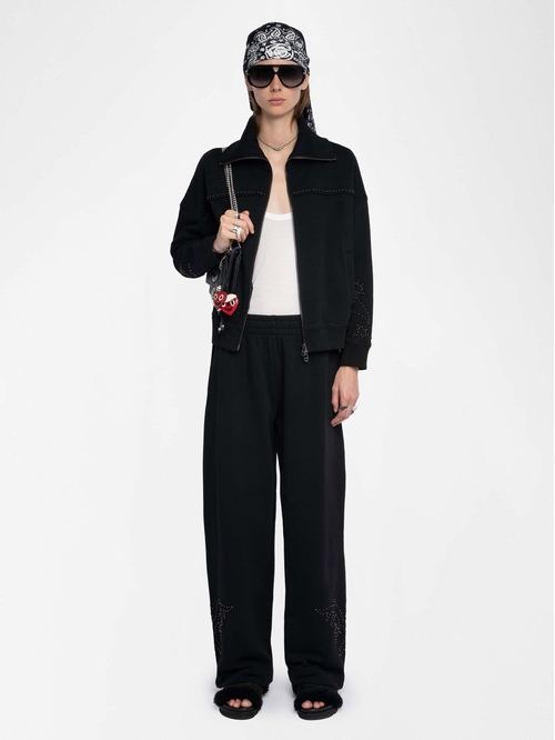 Women's black zip up sweatshirt with western inspired