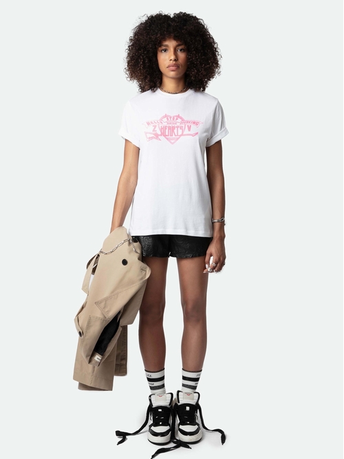 Short-sleeved, oversized white organic cotton T-shirt with