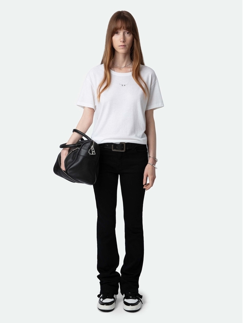 Short-sleeved T-shirt with STRASS ZV wings on the front and