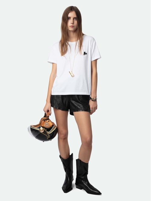 Short-sleeved T-shirt with embroidered Zadig heart on the