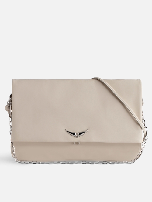 Rock smooth leather clutch with double leather and metal