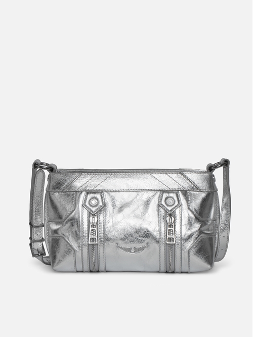 Small metallic leather bag with adjustable shoulder strap