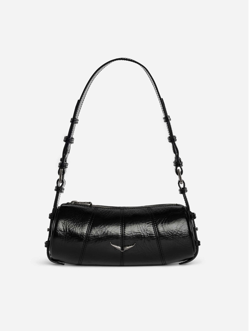Patent leather bag with vintage-inspired effect, adjustable