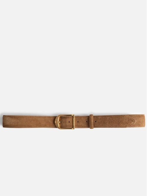 35mm wide smooth suede belt with signature wings on the