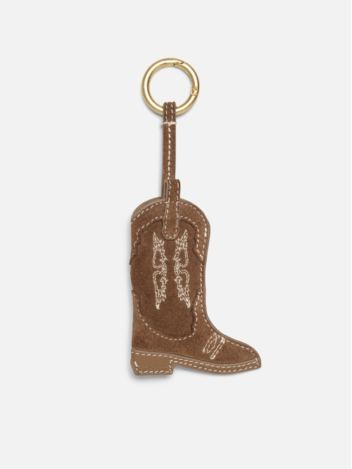 Tex keyring in the shape of a cowboy boot made of suede