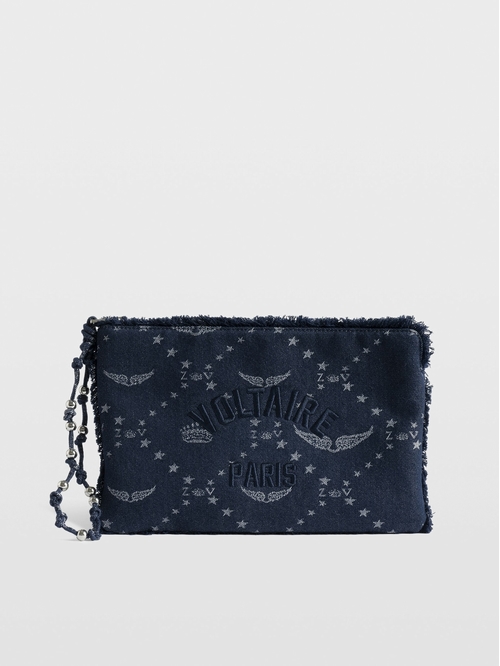 ANGEL DENIM MONOGRAM CLUTCH