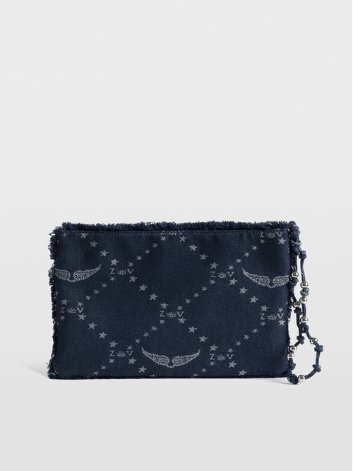 ANGEL DENIM MONOGRAM CLUTCH