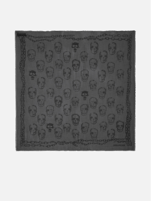 Skull-print modal scarf. Description & details - Pale pink