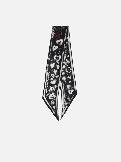 Silk scarf with heart print. - Women's square silk scarf in