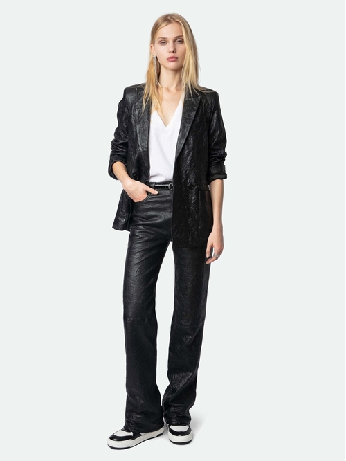 High-waisted straight-leg trousers with multiple pockets in