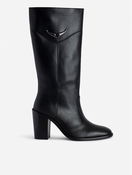 Calf-high boots are made from high-quality supple calfskin,