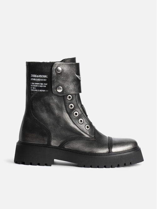 Laceless ranger ankle boots in brush-off effect leather with