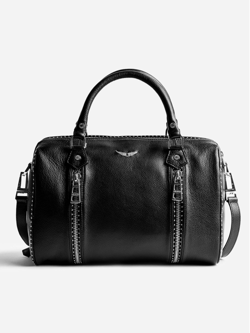 Sunny Medium iconic women's black grained leather bag. -