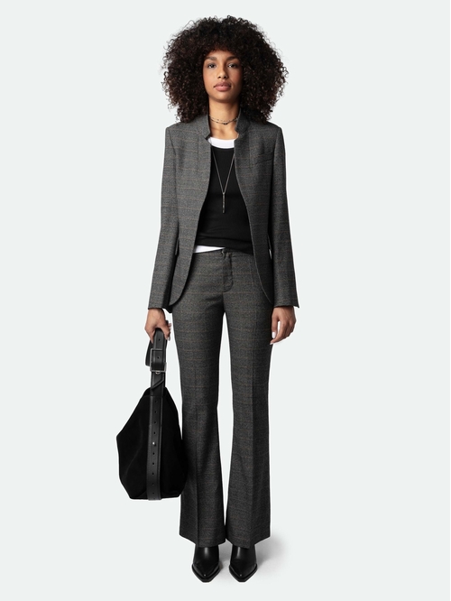 Anthracite blazer with pockets. - Women's anthracite suit