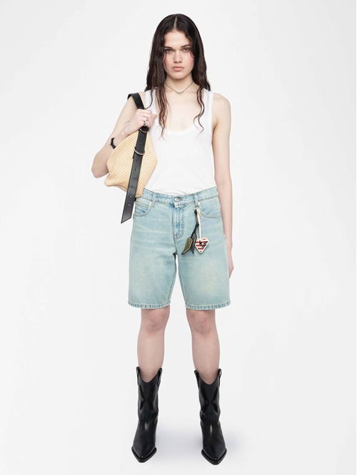 Multi-pocket denim bermuda shorts. - Denim bermuda shorts -