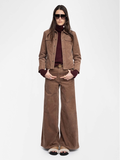 Corduroy jacket in plain colour, long sleeves, multiple