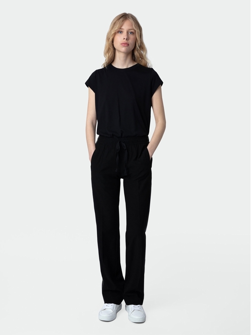 Women's black trousers with glittery side bands An absolute