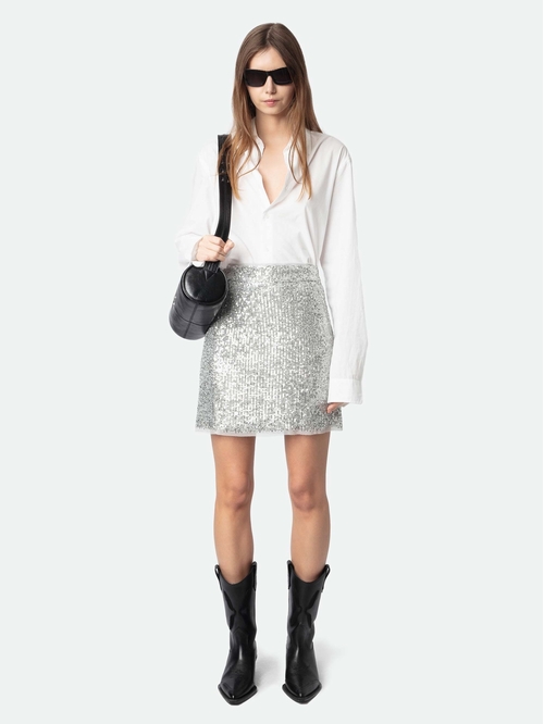 Short sequin skirt. - Short skirt - Sequins and contrasting