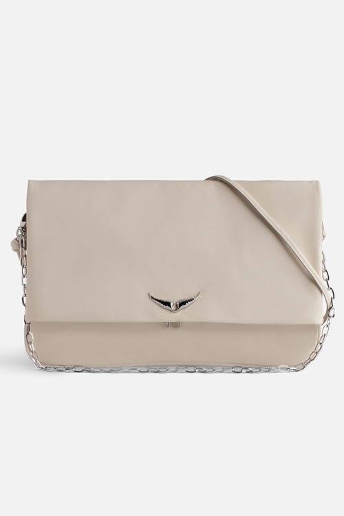 Rock smooth leather clutch with double leather and metal