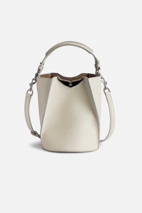 Women's grained leather bucket bag with handle and shoulder