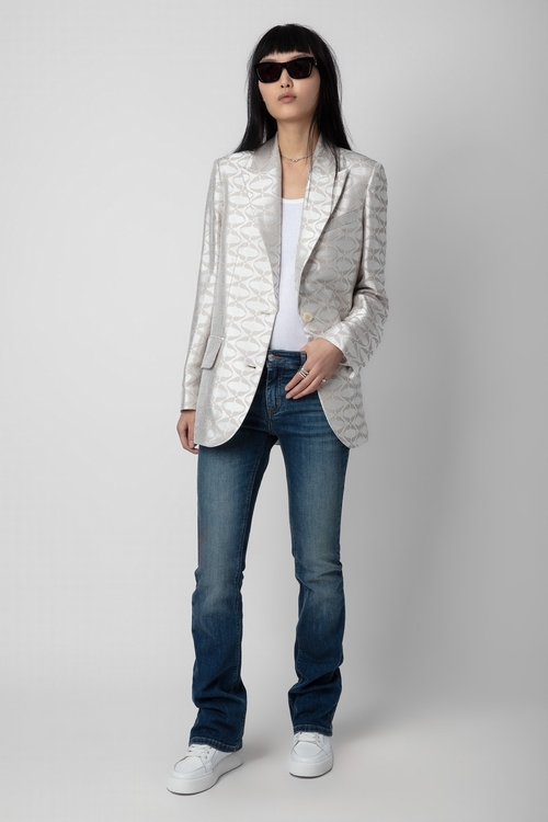 Light Grey tailored jacket with tailored collar, button