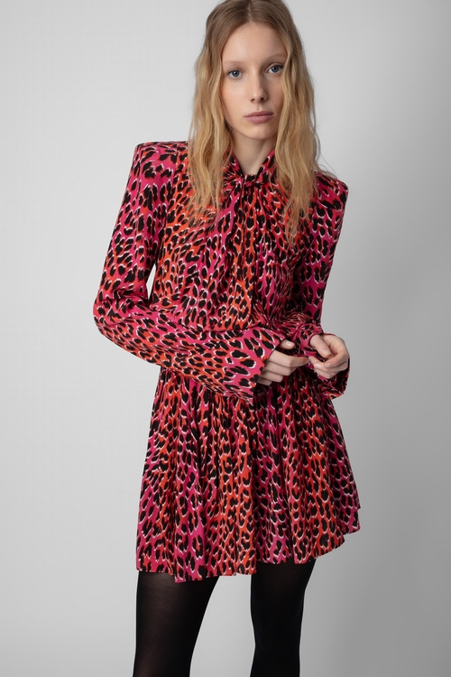 Pink leopard hotsell print silk dress