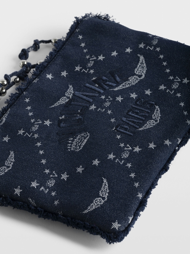 ANGEL DENIM MONOGRAM CLUTCH