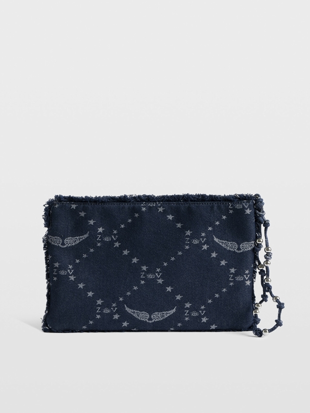ANGEL DENIM MONOGRAM CLUTCH
