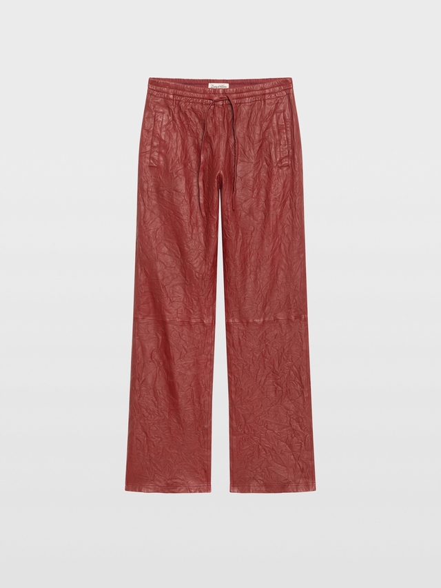 POCHA CRINKLED LEATHER PANTS