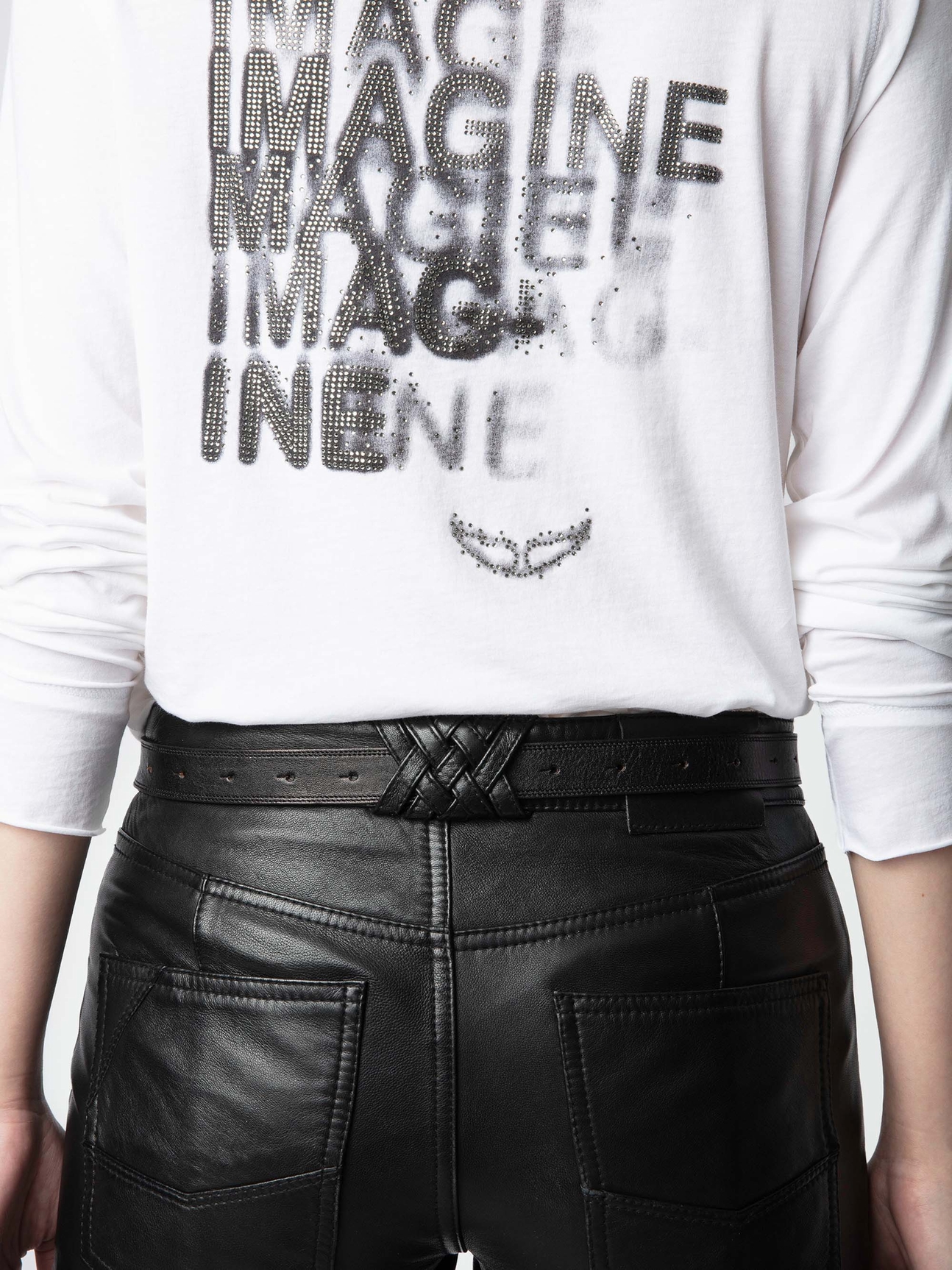 IMAGINE STRASS HENLEY T-SHIRT