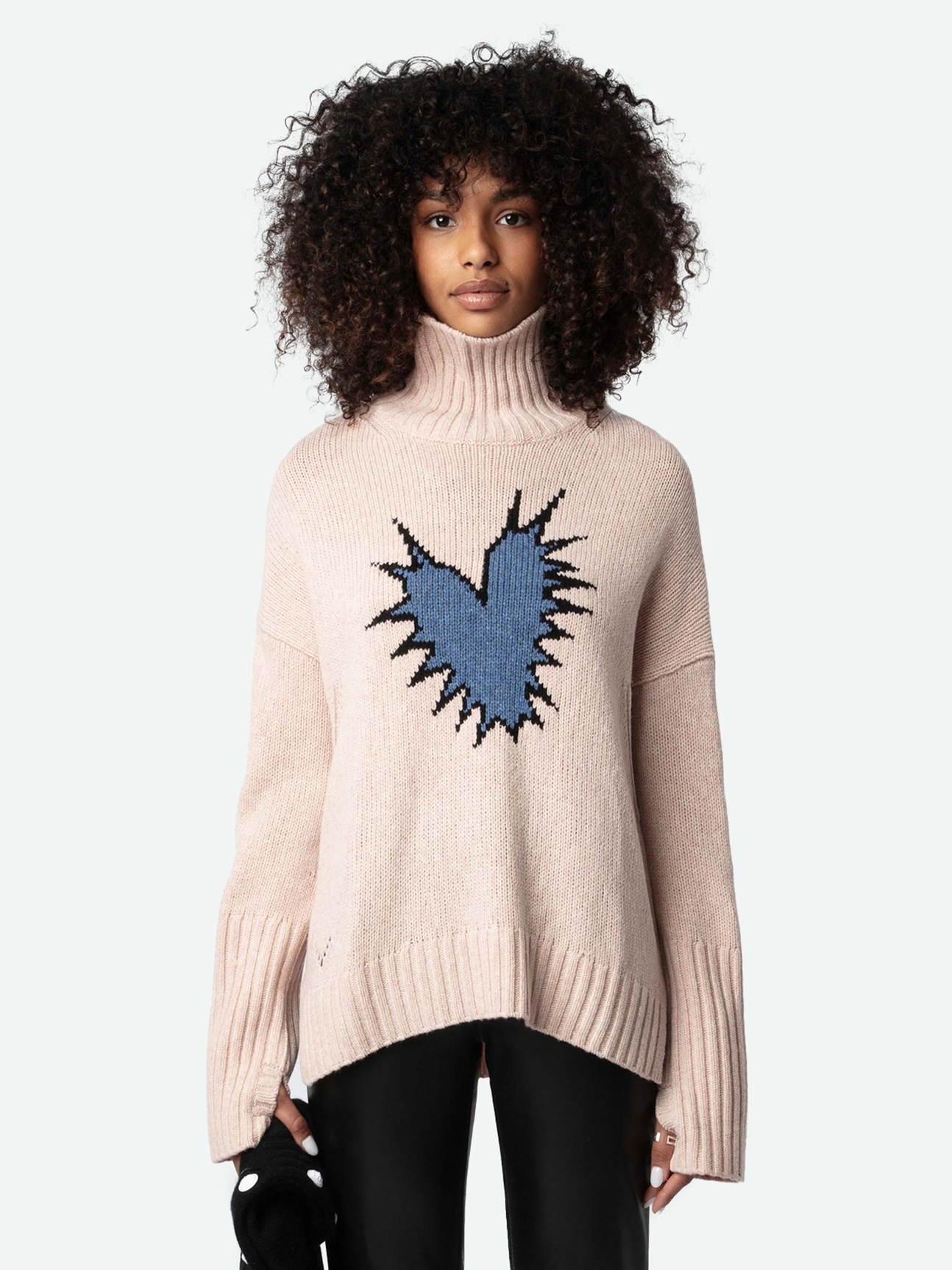 ALMA SPIKED HEART SWEATER