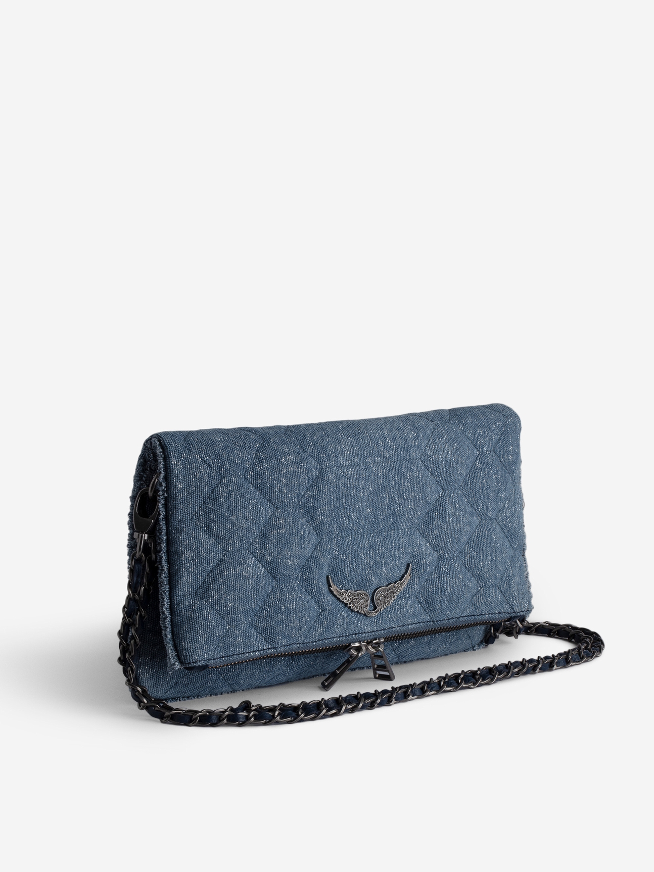 ROCK GLITTER QUILTED DENIM BAG