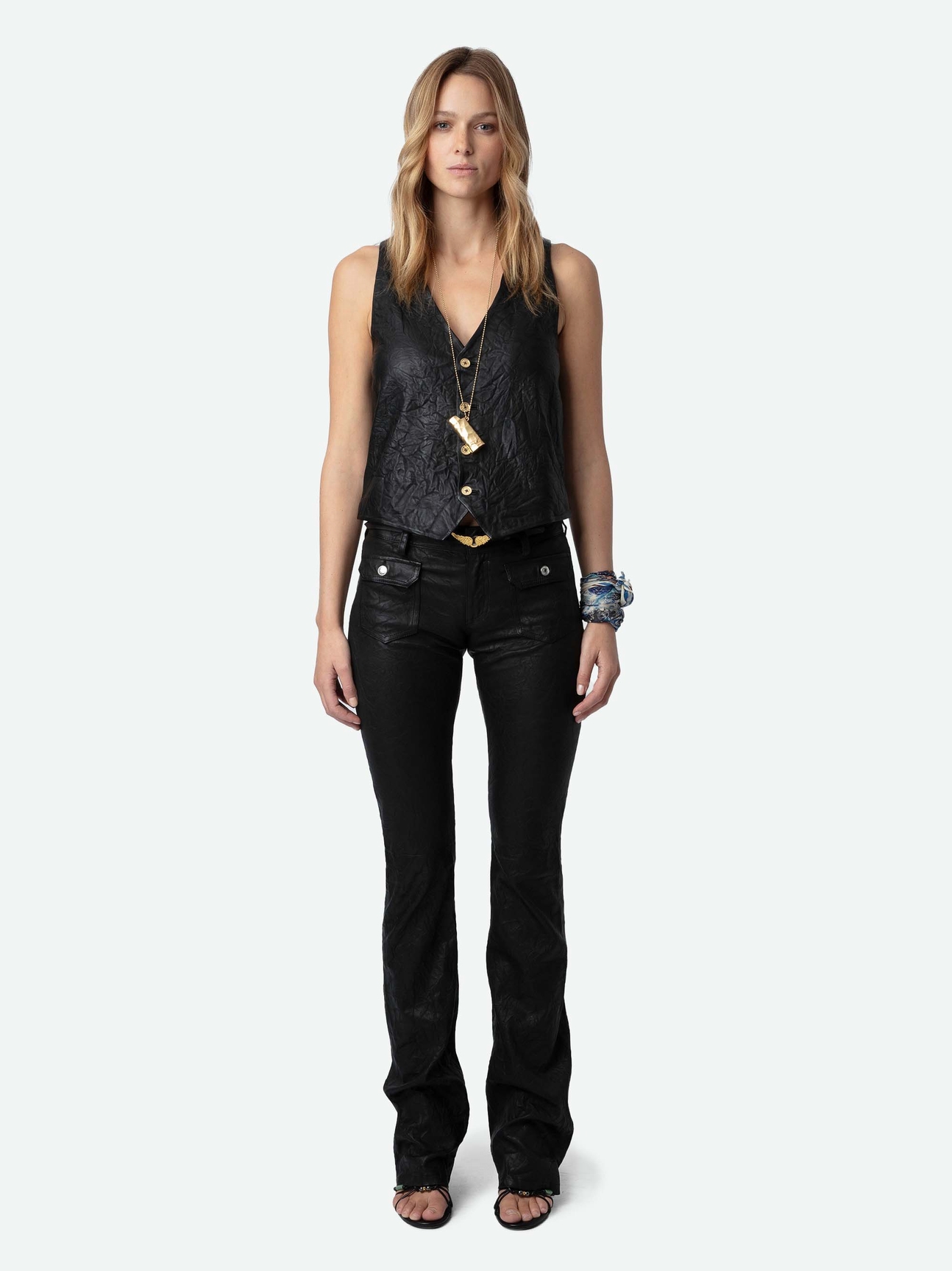 EMILIE LEATHER WAISTCOAT