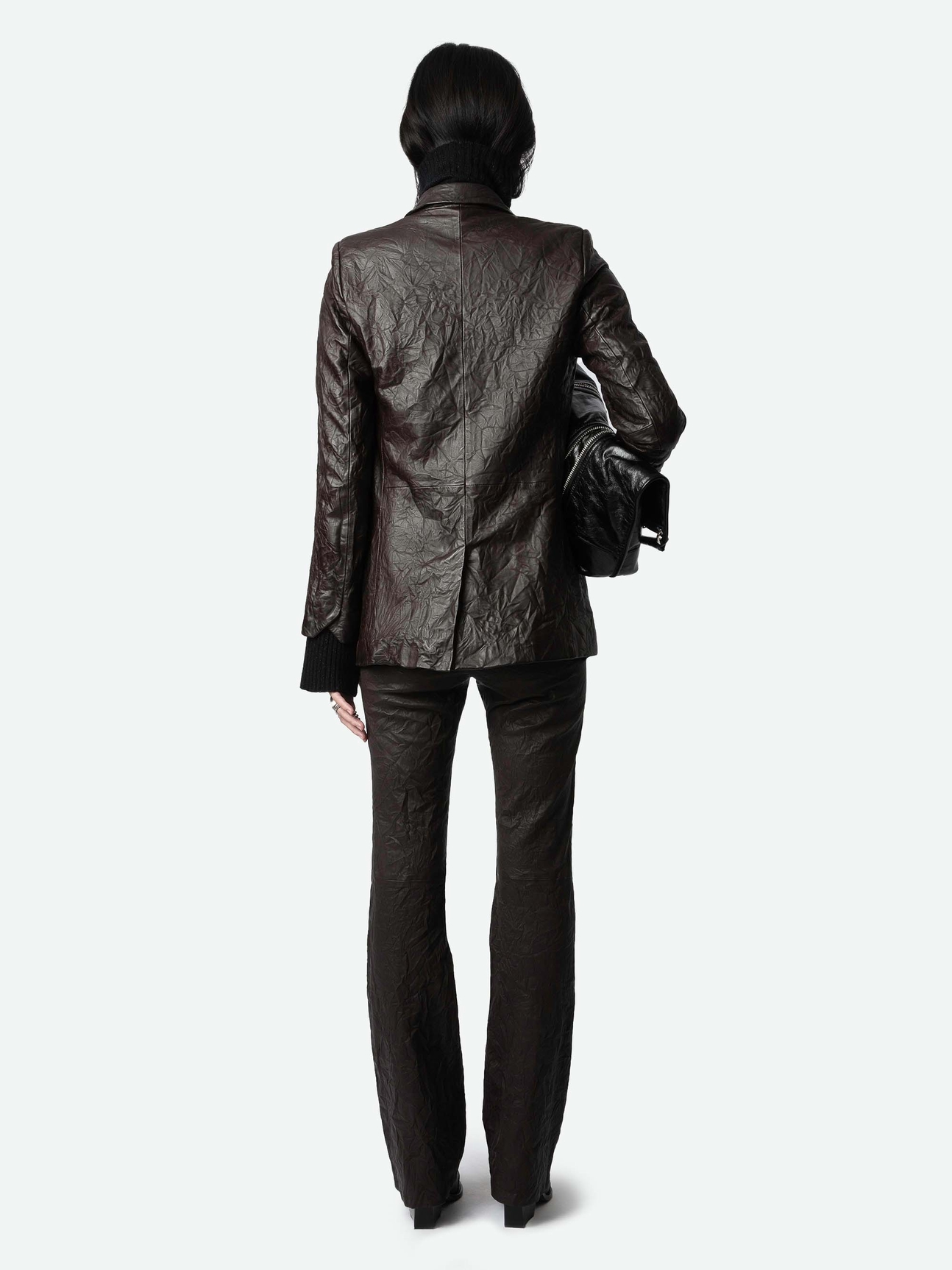 VALSE CRINKLED LEATHER BLAZER