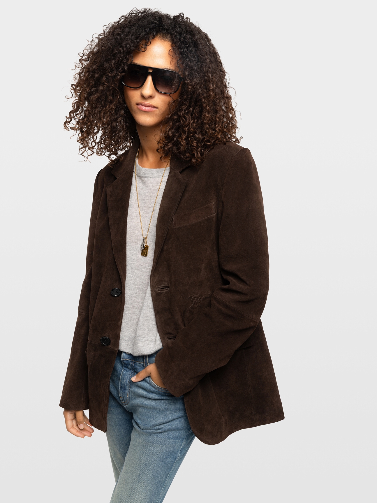 VANILLE SUEDE LEATHER BLAZER