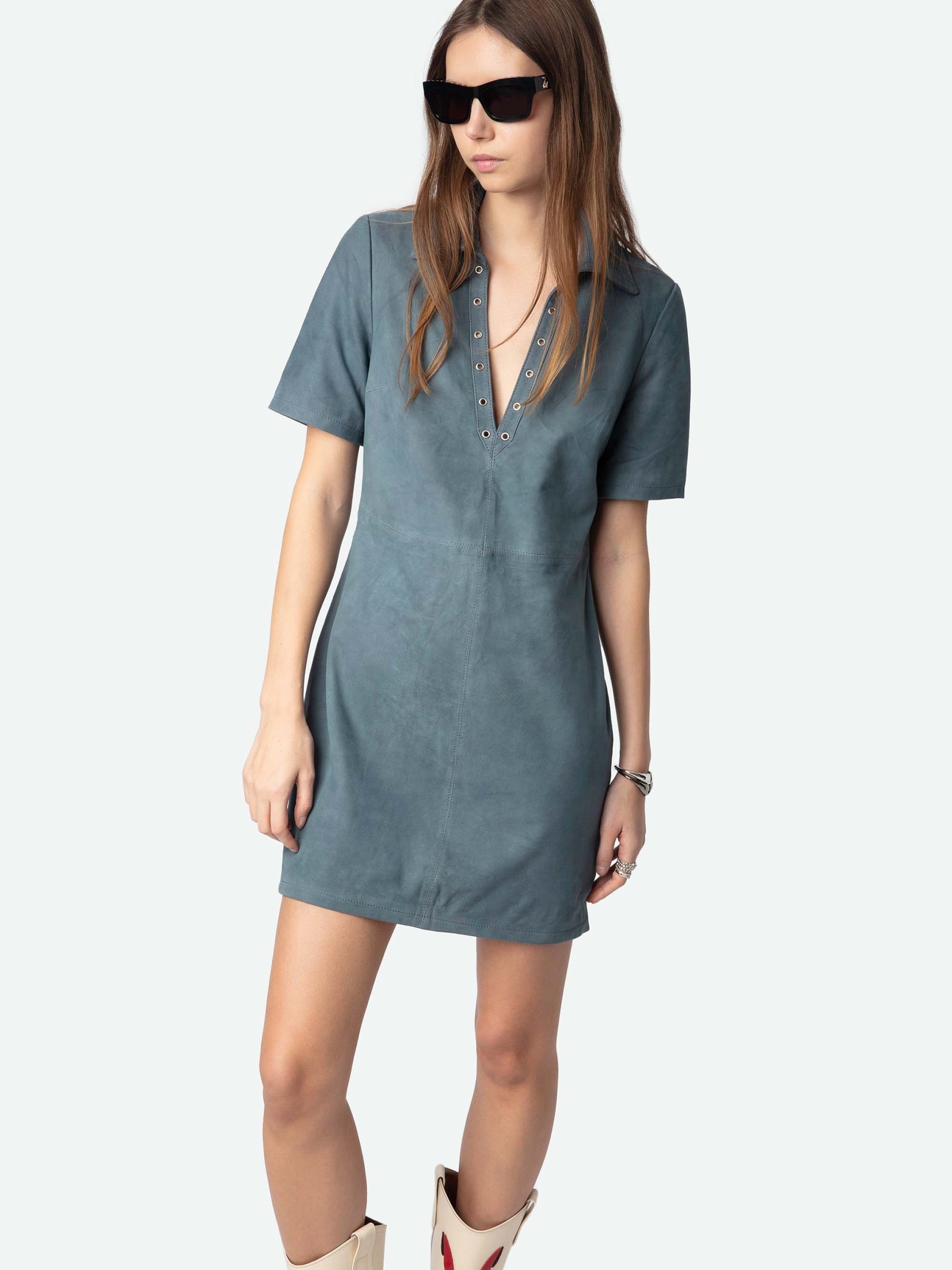 RALMY DRESS 100% SUEDE LEATHER